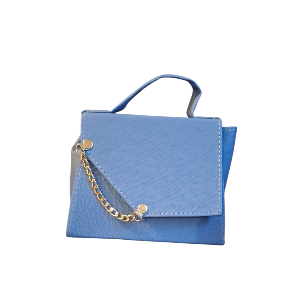 Elegant Blue Handbag with Gold Chain